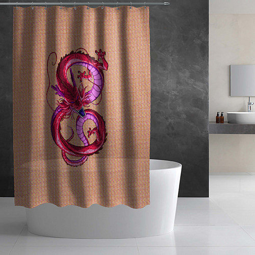 Шторка для ванной Красный дракон в форме цифры 8 / 3D-принт – фото 2