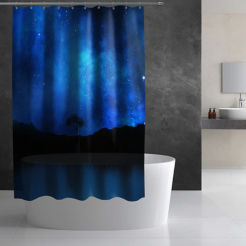 Шторка для ванной Звездное небо и одинокое дерево / 3D-принт – фото 2