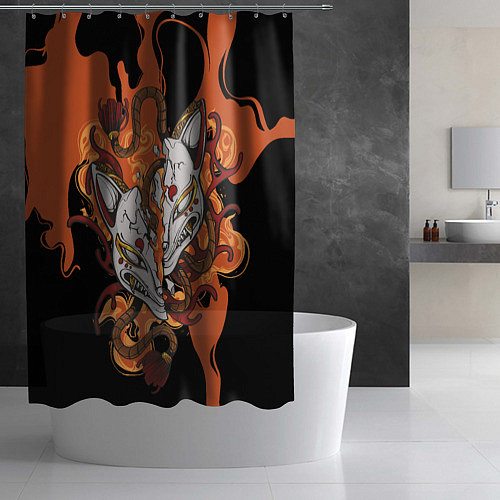 Шторка для ванной Огненная маска кицунэ / 3D-принт – фото 2
