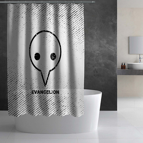 Шторка для ванной Evangelion с потертостями на светлом фоне / 3D-принт – фото 2