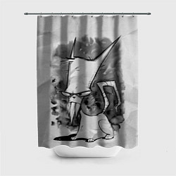 Шторка для душа Кот зловред - червяк джим, цвет: 3D-принт