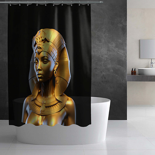 Шторка для ванной Нейросеть - золотая египетская богиня / 3D-принт – фото 2