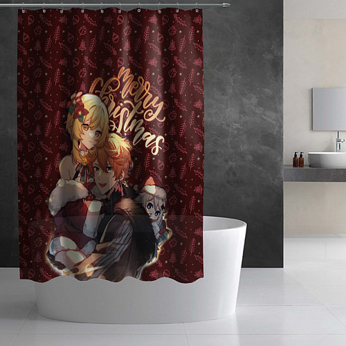 Шторка для ванной Геншин: Новогодний / 3D-принт – фото 2