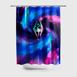 Шторка для душа Skyrim неоновый космос, цвет: 3D-принт