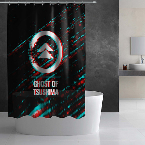 Шторка для ванной Ghost of Tsushima в стиле glitch и баги графики на / 3D-принт – фото 2