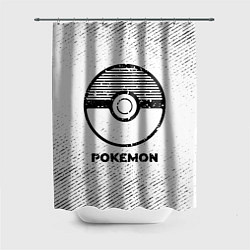 Шторка для душа Pokemon с потертостями на светлом фоне, цвет: 3D-принт