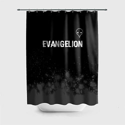 Шторка для ванной Evangelion glitch на темном фоне: символ сверху