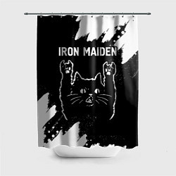 Шторка для душа Группа Iron Maiden и рок кот, цвет: 3D-принт