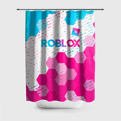 Шторка для душа Roblox neon gradient style: символ сверху, цвет: 3D-принт