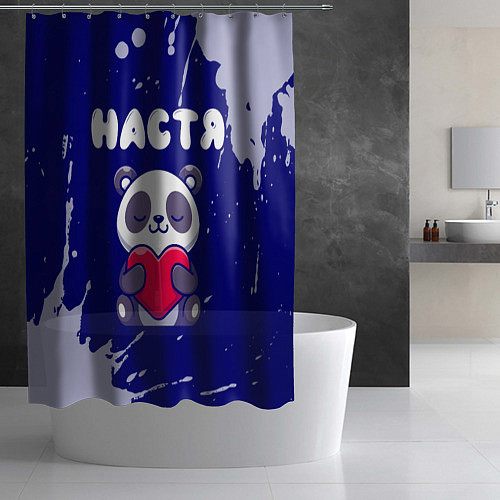Шторка для ванной Настя панда с сердечком / 3D-принт – фото 2