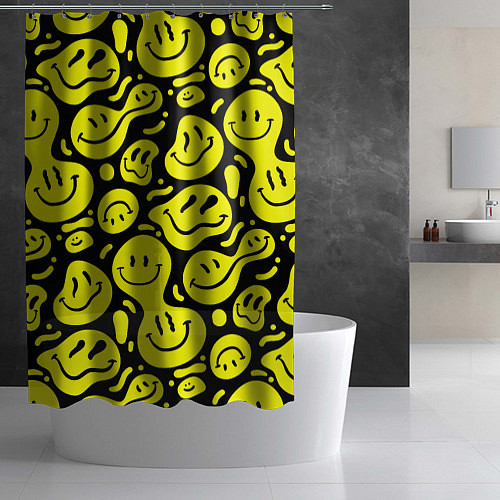 Шторка для ванной Кислотный желтый смайлик / 3D-принт – фото 2