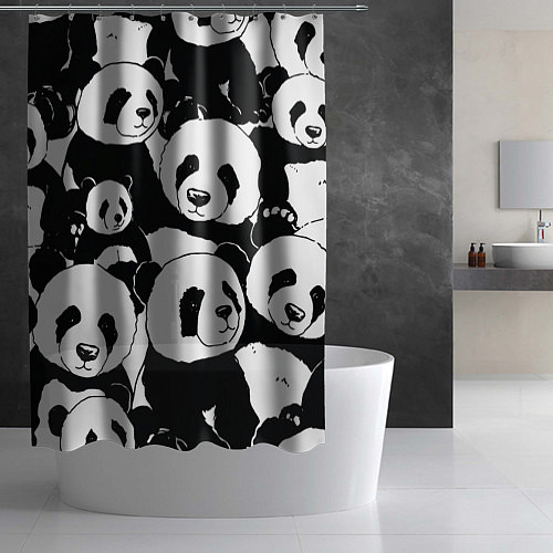 Шторка для ванной С пандами паттерн / 3D-принт – фото 2