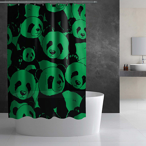 Шторка для ванной Panda green pattern / 3D-принт – фото 2