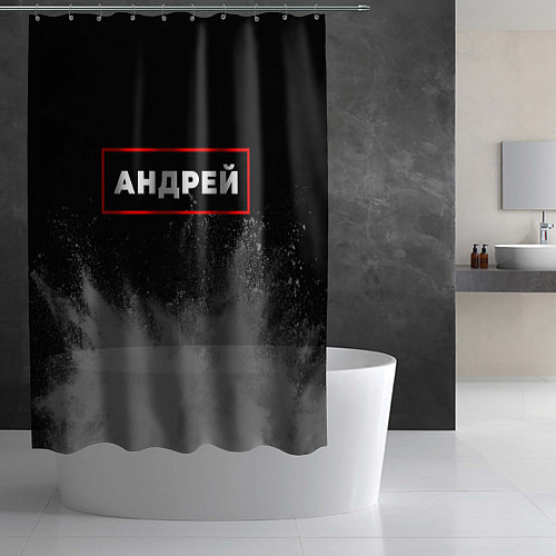 Шторка для ванной Андрей - в красной рамке на темном / 3D-принт – фото 2