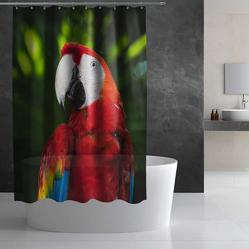 Шторка для ванной Красный попугай Ара / 3D-принт – фото 2