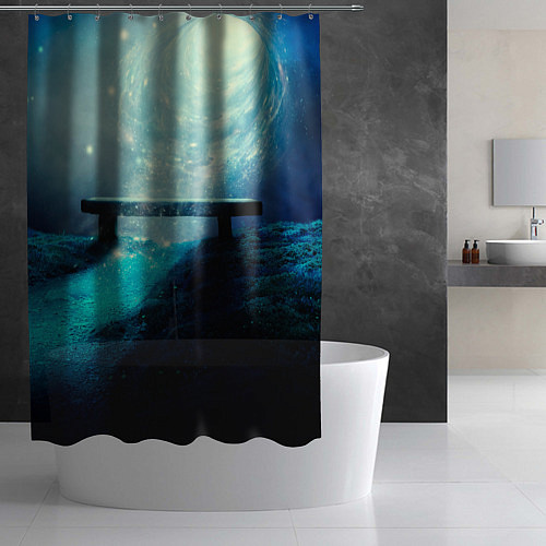 Шторка для ванной Космические звёзды, небо и скамья / 3D-принт – фото 2