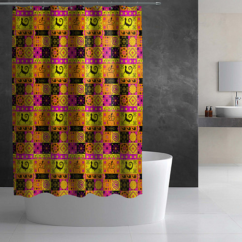 Шторка для ванной Colored patterned ornament / 3D-принт – фото 2
