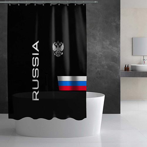 Шторка для ванной Россия и три линии на черном фоне / 3D-принт – фото 2