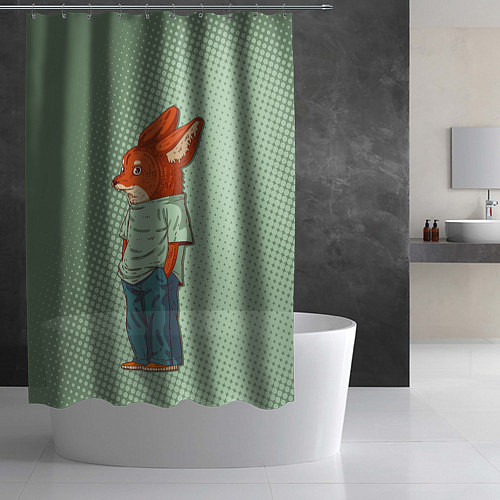 Шторка для ванной Хитрый лис в штанах / 3D-принт – фото 2