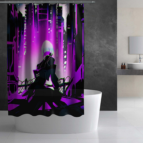 Шторка для ванной Люси нетраннер - фиолетовый / 3D-принт – фото 2