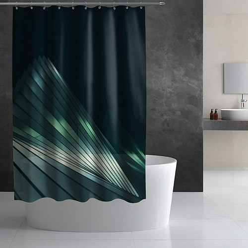 Шторка для ванной Геометрические сияющие металлические листы / 3D-принт – фото 2