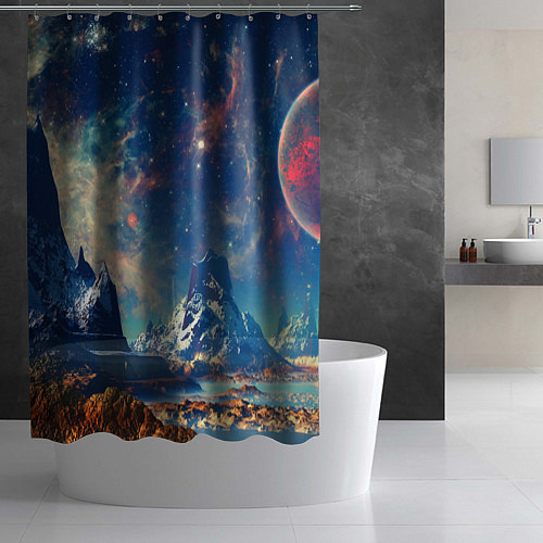 Шторка для ванной Горы и бескрайний космос / 3D-принт – фото 2
