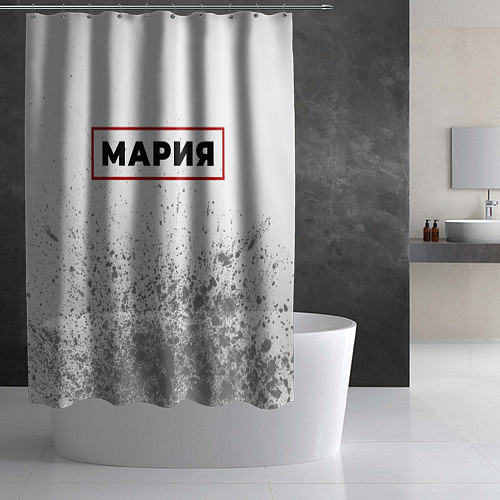 Шторка для ванной Мария - в красной рамке на светлом / 3D-принт – фото 2