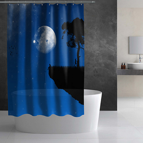 Шторка для ванной На краю пропасти под луной / 3D-принт – фото 2