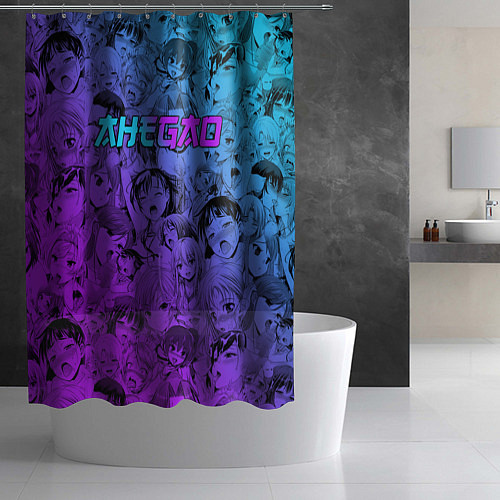 Шторка для ванной Ахегао девушки градиент / 3D-принт – фото 2