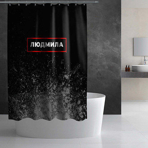 Шторка для ванной Людмила - в красной рамке на темном / 3D-принт – фото 2