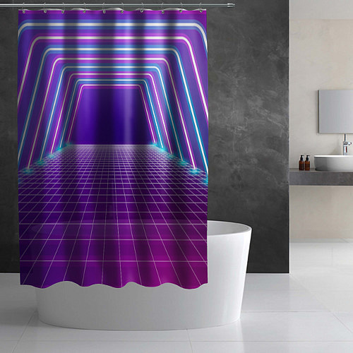Шторка для ванной Вход в неоновый портал / 3D-принт – фото 2