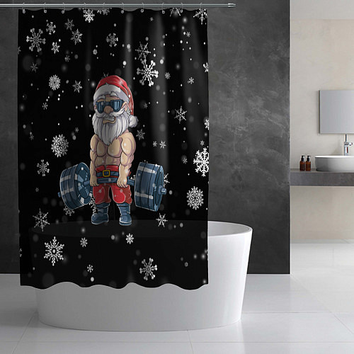 Шторка для ванной Силач Санта / 3D-принт – фото 2