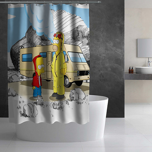 Шторка для ванной Барт Симпсон и его папаша / 3D-принт – фото 2