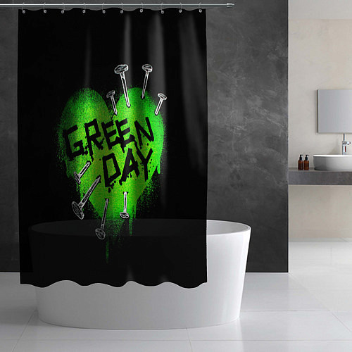 Шторка для ванной Green day heart nails / 3D-принт – фото 2