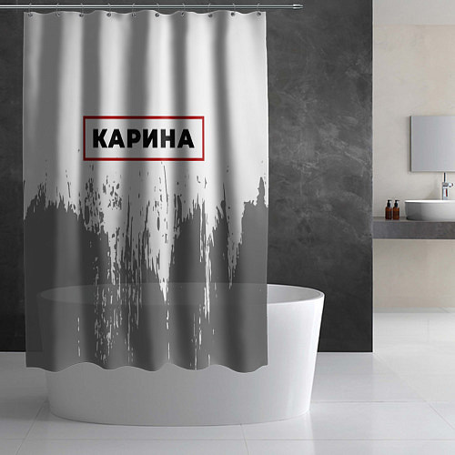 Шторка для ванной Карина - в красной рамке на светлом / 3D-принт – фото 2