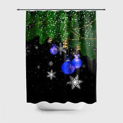 Шторка для душа Новогодние шарики, цвет: 3D-принт