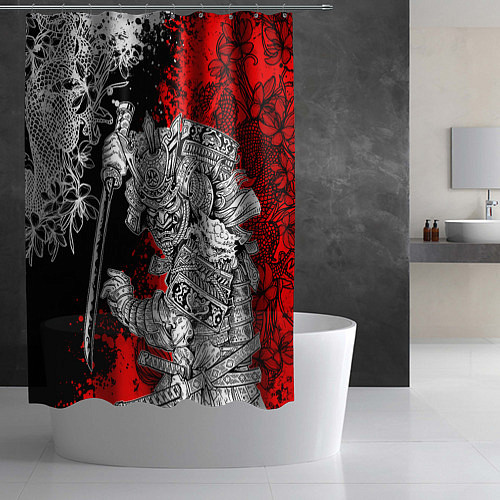 Шторка для ванной Самурай и драконы / 3D-принт – фото 2