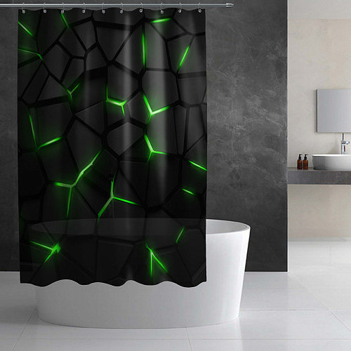 Шторка для ванной Green neon steel / 3D-принт – фото 2