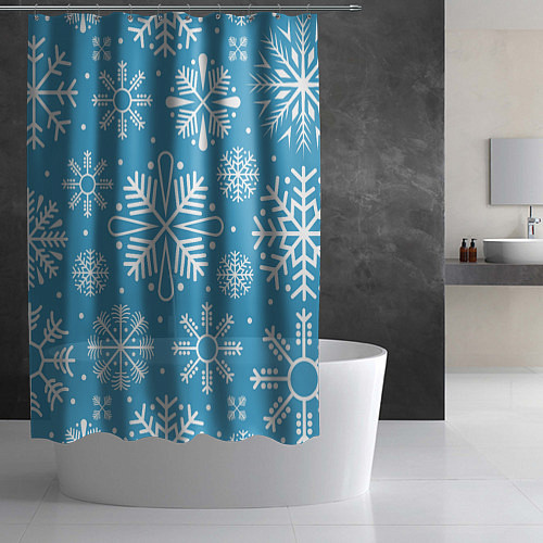 Шторка для ванной Snow in blue / 3D-принт – фото 2