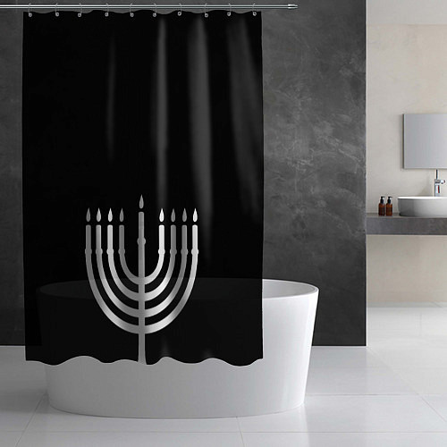 Шторка для ванной Белая менора для праздника огней / 3D-принт – фото 2