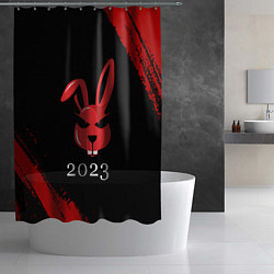 Шторка для душа Кролик 2023 суровый, цвет: 3D-принт — фото 2
