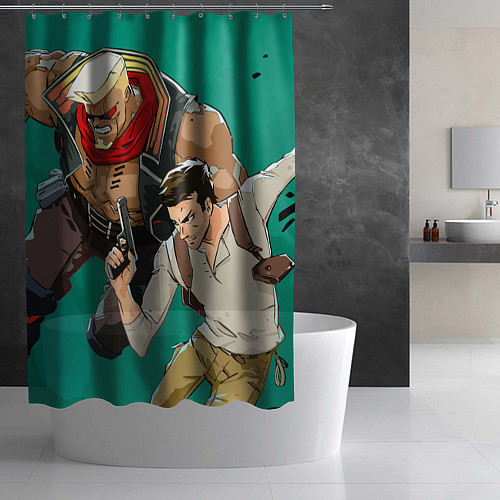 Шторка для ванной Cyberpunk Edgerunners x Uncharted / 3D-принт – фото 2