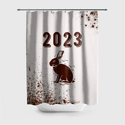 Шторка для душа 2023 Кролик силуэт на светлом, цвет: 3D-принт