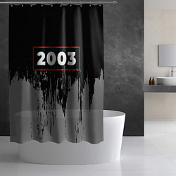 Шторка для душа 2003 - в красной рамке на темном, цвет: 3D-принт — фото 2