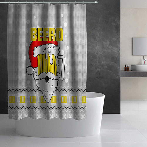 Шторка для ванной Свитер с пивом beerd / 3D-принт – фото 2