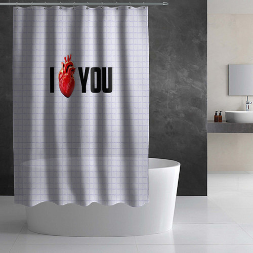 Шторка для ванной I love you - сердце / 3D-принт – фото 2