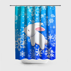 Шторка для душа Милый кролик в снежинках, цвет: 3D-принт