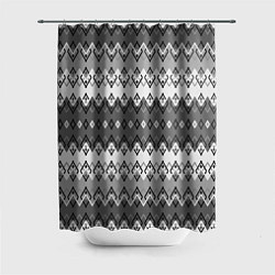 Шторка для душа Серый геометрический полосатый орнамент, цвет: 3D-принт