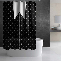 Шторка для душа Уэнсдей Аддамс: униформа с черепами, цвет: 3D-принт — фото 2