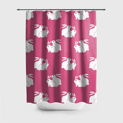 Шторка для душа Сексуальные кролики на розовом, цвет: 3D-принт